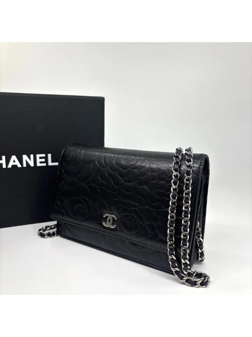 Chanel Super Camellia Black Chain Shoulder